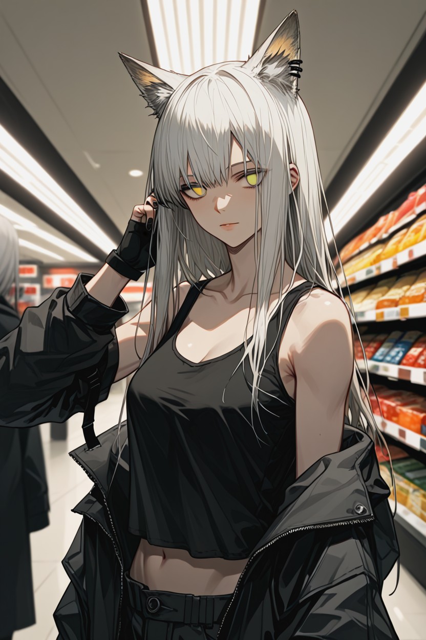Fingerless Gloves, Lappland_arknights, Vertical Pupils Hentai AI Porn
