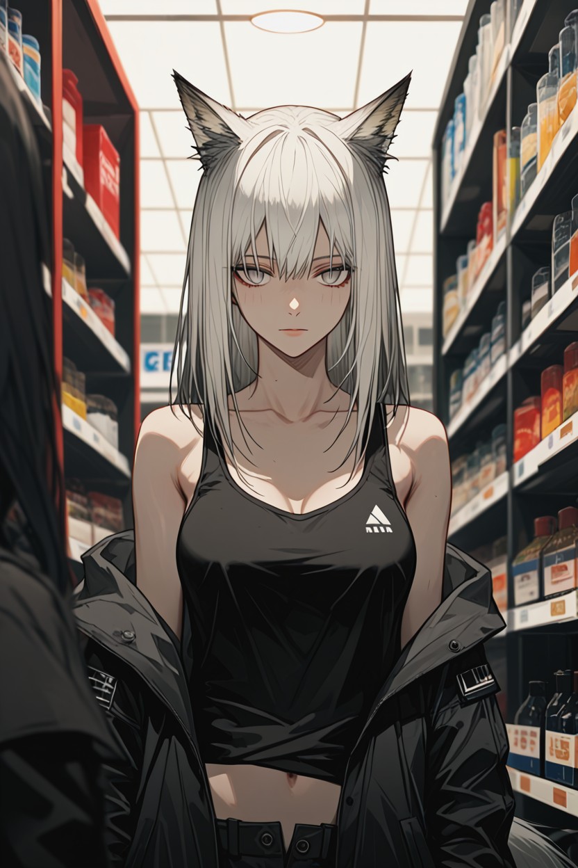 Fox Ears, High Detail, Standing In A Checkout Line Hentai AI Porn