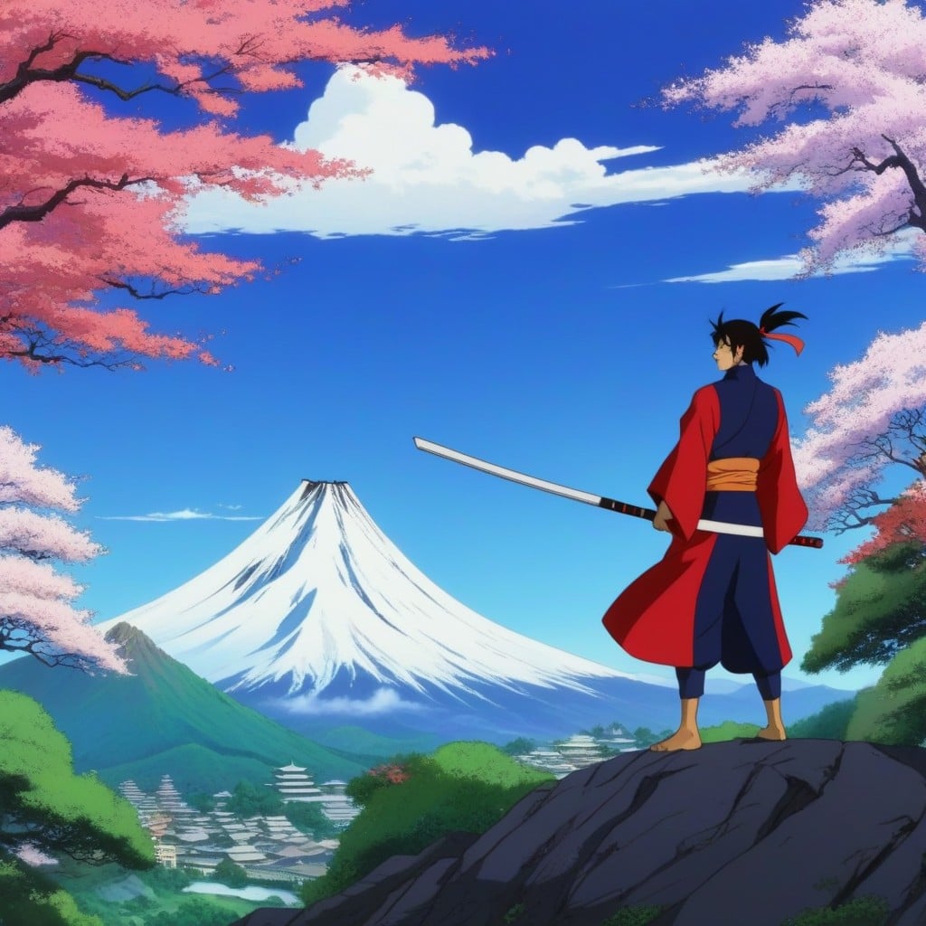 Epic Scenery, Samurai Duel, Panoramic View ИИ порно