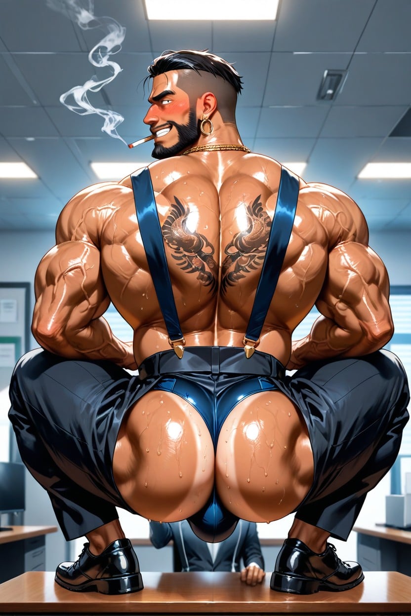 Vue Arrière, Big Gold Necklace, Huge Muscles Porno IA Gay