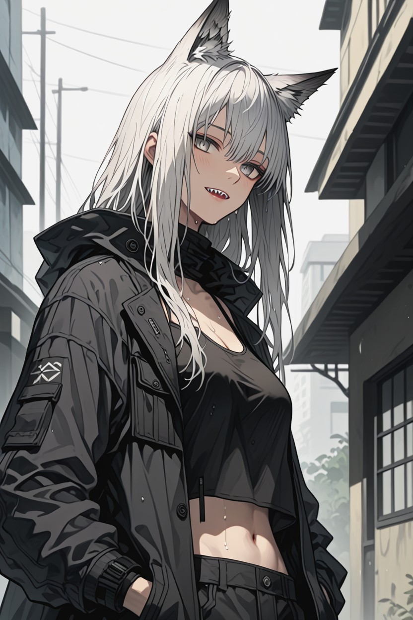 Lean_athletic_build, White Hair, Centered Composition Hentai AI Porn