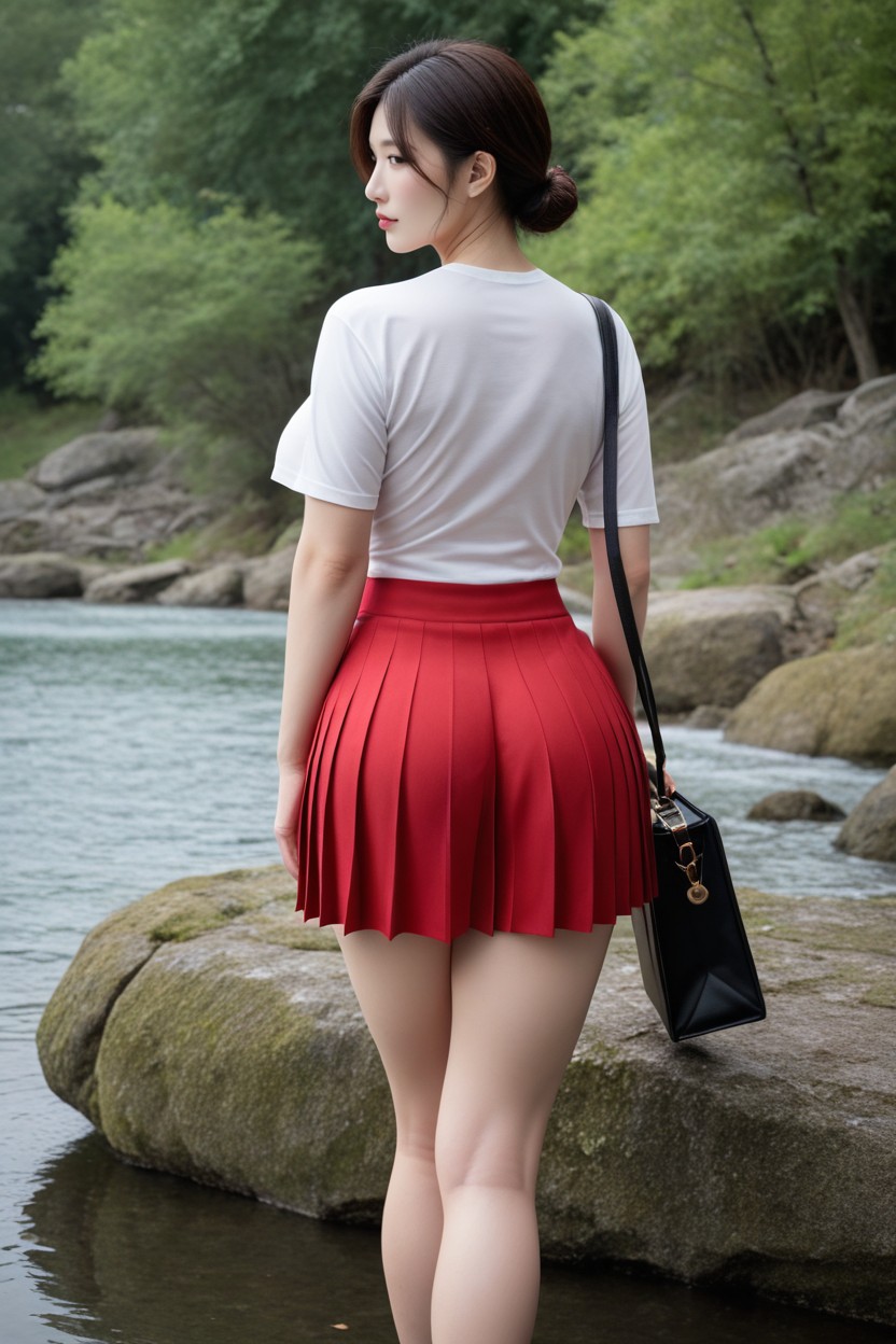 Stunning Korean Goddess Face, Look Back, Show All Details Porno asiático IA