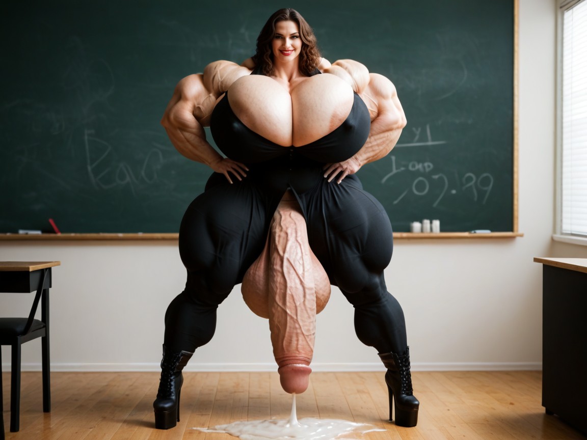 Impossibly Long Hyper Penis, Gigantic Rounded Balls, Excessive Cum Shemale AI Porn
