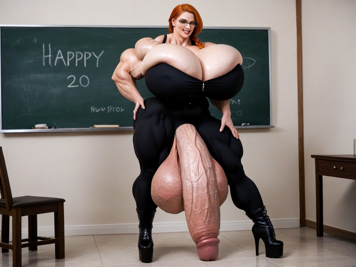 Extremely Veiny Body, Platform High Heel Boots, Gigantic Muscles Shemale AI Porn
