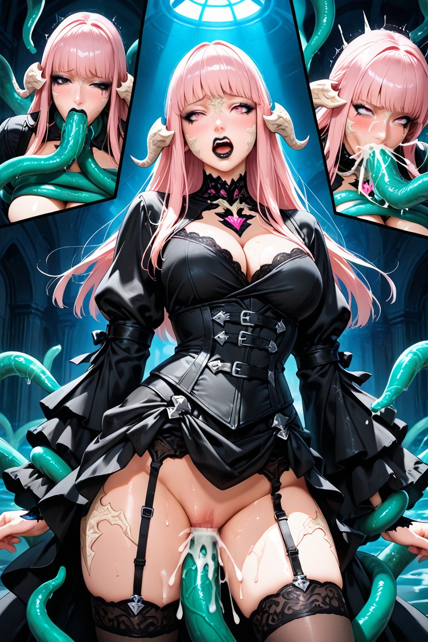 Pink Hair With A Black Streak, Anal, Straight Hair Hentai AI Porn