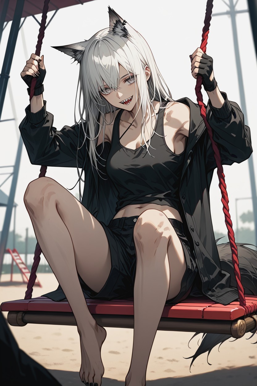 Bright Daylight, Wholesome Mood Lappland_arknights, Midriff Hentai AI Porn