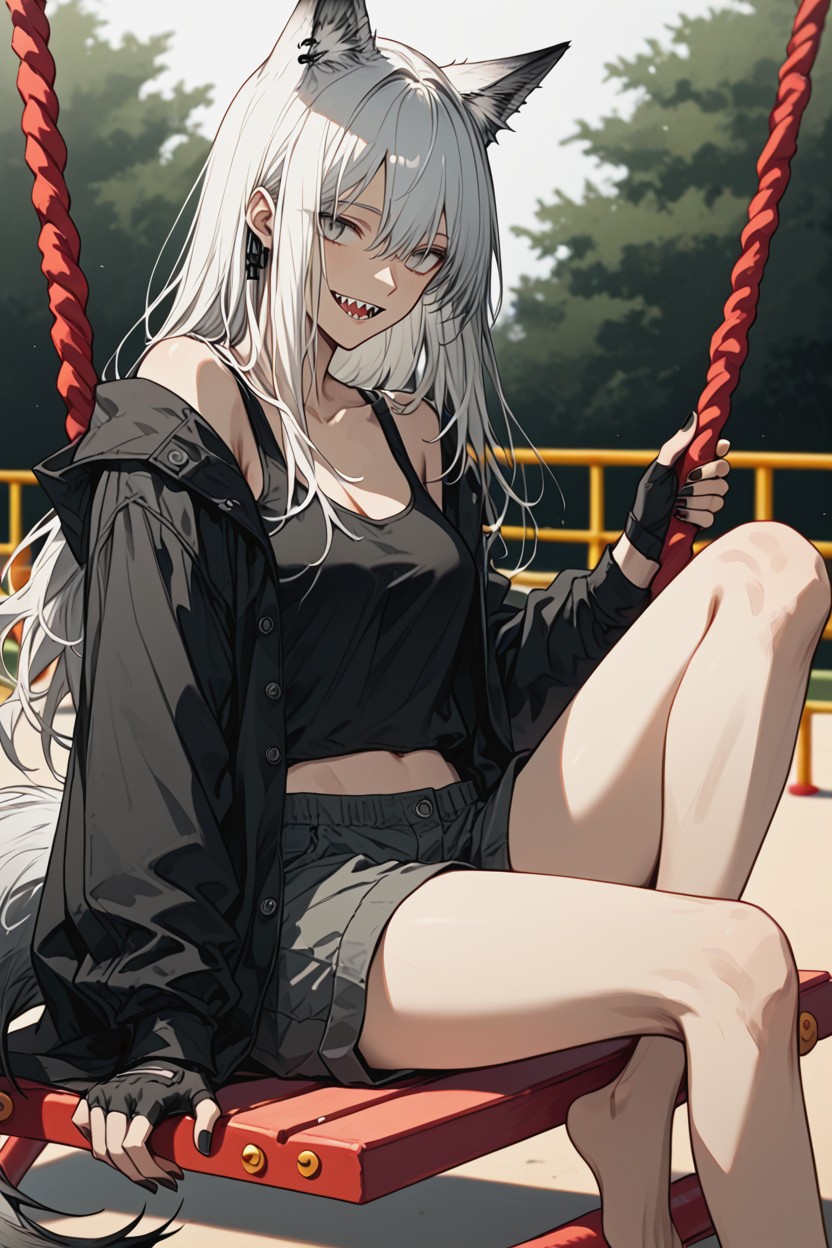 Soft Smile, Sharp Teeth, Slight Side Angle Hentai AI Porn