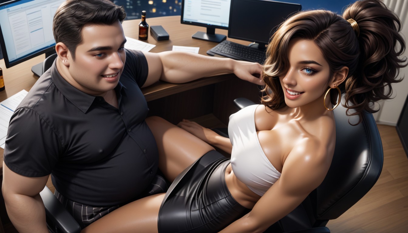 Groping Body, Legs Crossed, Hair Behind Ears AI Porn