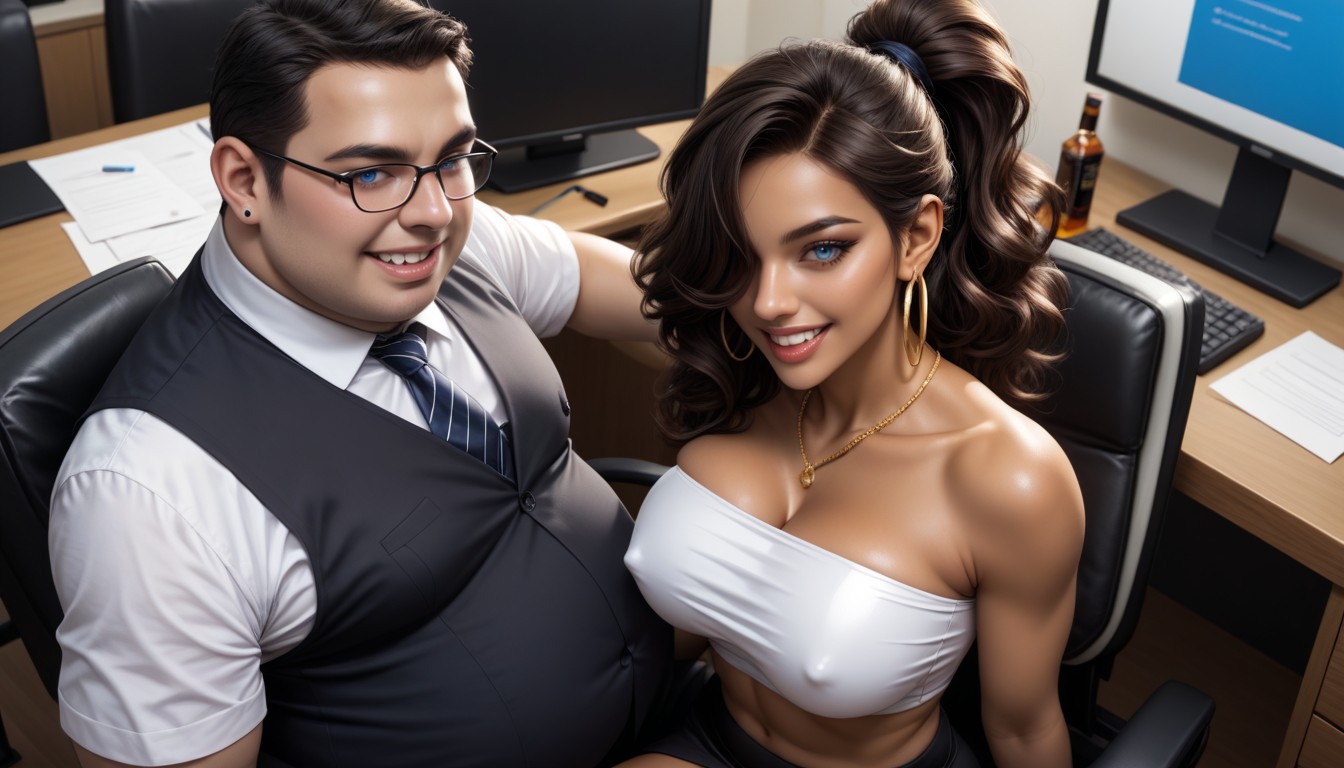 Skinny, Laughing, Brunette AI Porn
