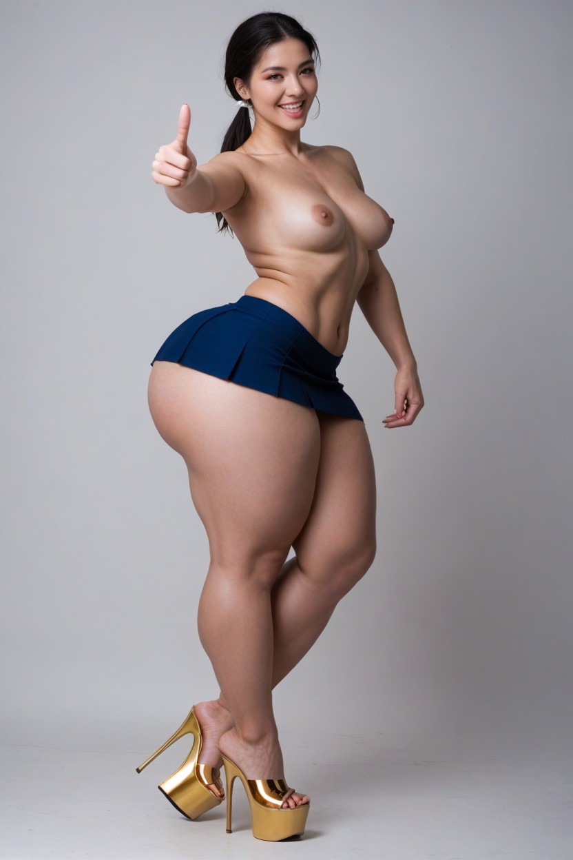 The Whole Body In Picture, Pale Skin, White Background AI Porn