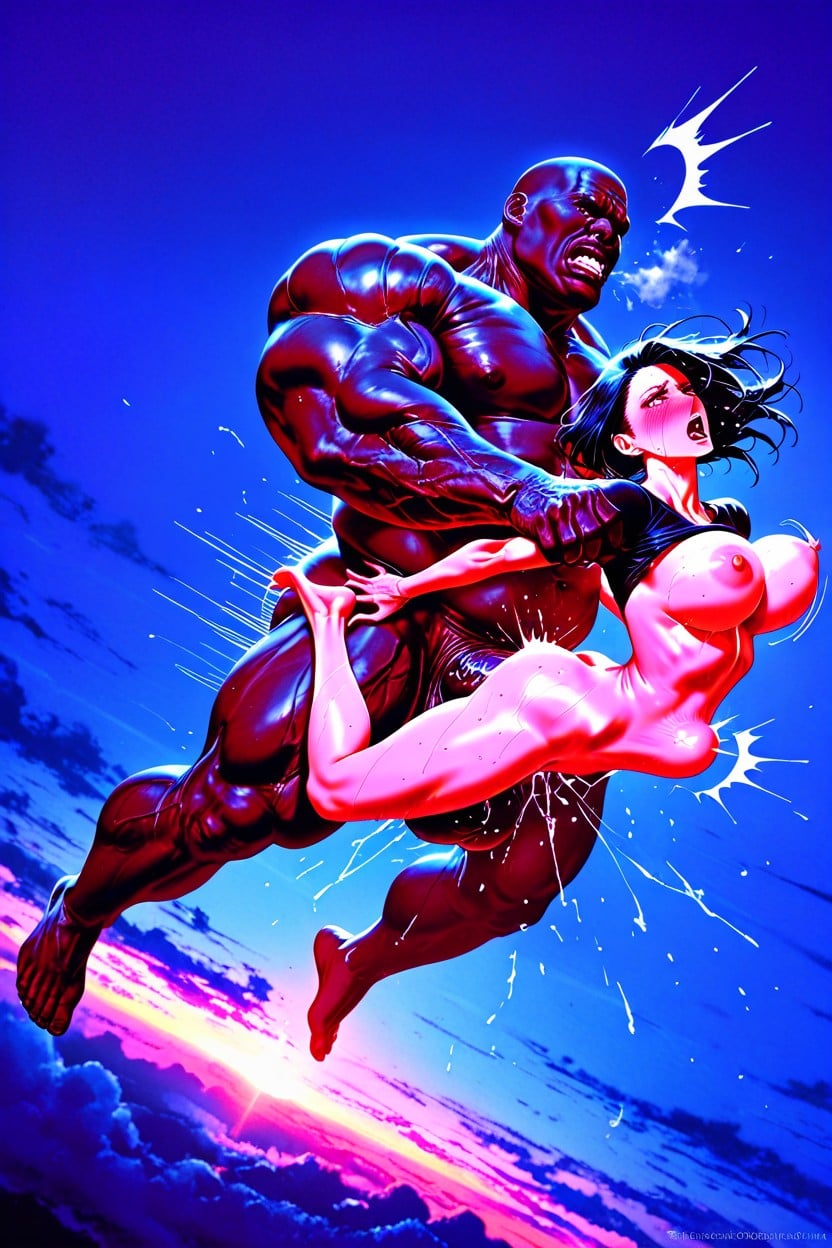 Thrashing In The Air, Big Black Man Much Taller, Falling Hentai AI Porn
