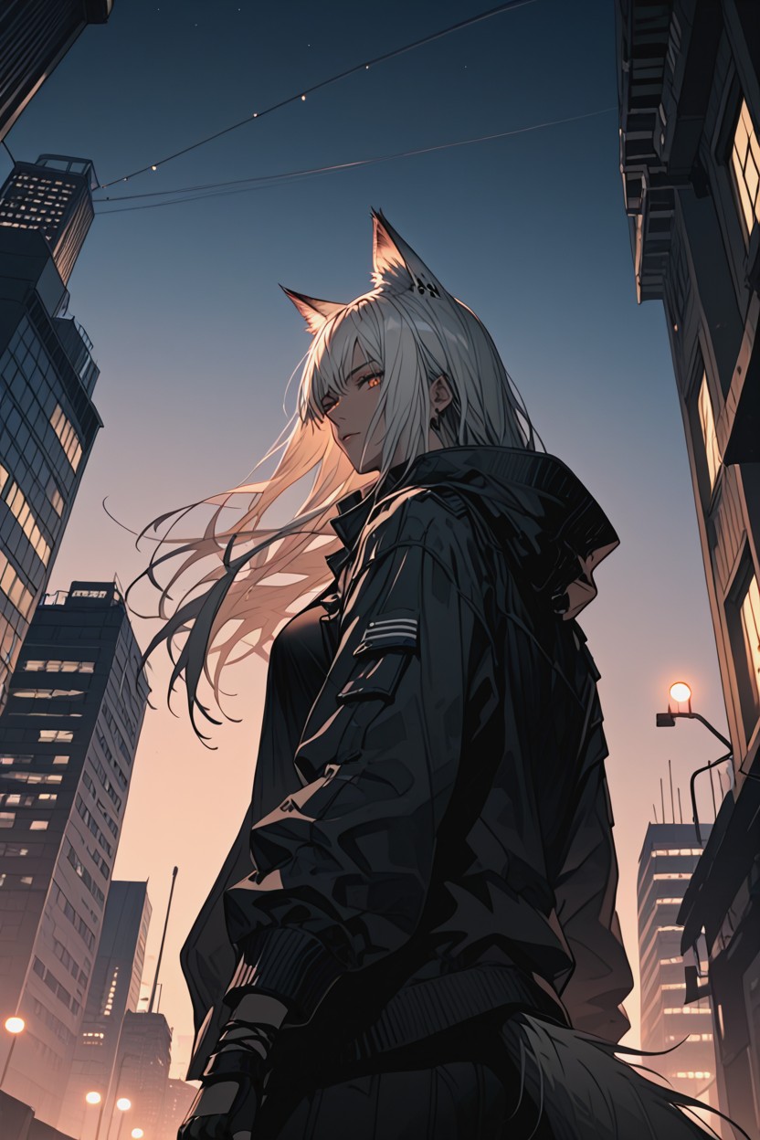 White Hair, Cool Tones, Black Nails Hentai AI Porn