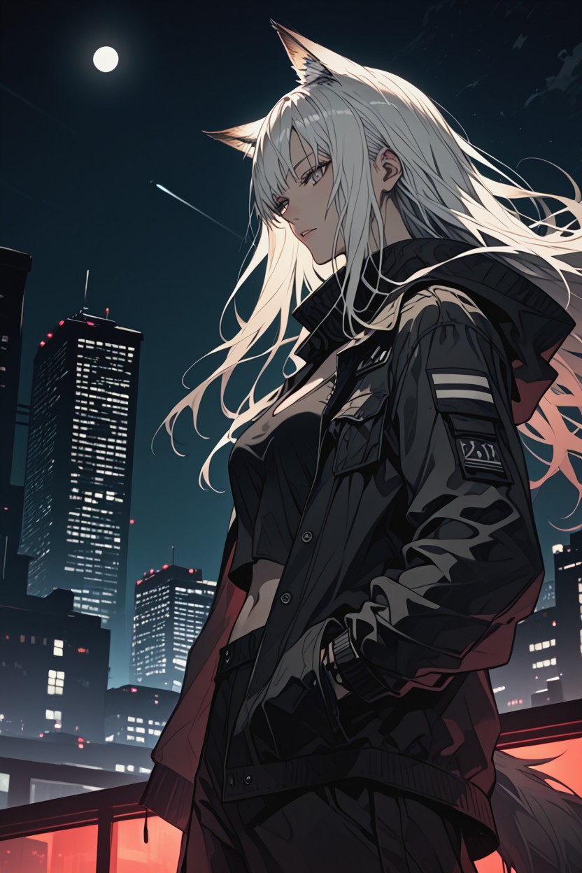Looking At The Cityspace, Fingerless Gloves, Balanced Composition Hentai AI Porn