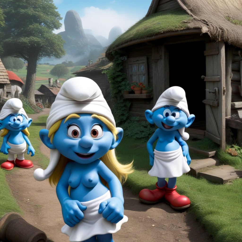 Speech Bubbles, Screenshot From The Smurfs Anime, Smurf Huts AI Porn