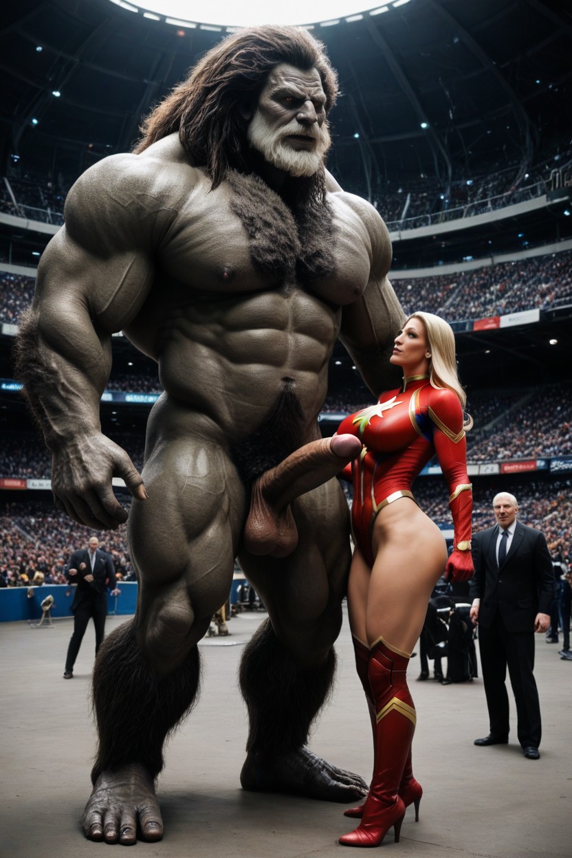Full Body, 18+, Monster's Crotch Is Higher Than The Woman AI Porn