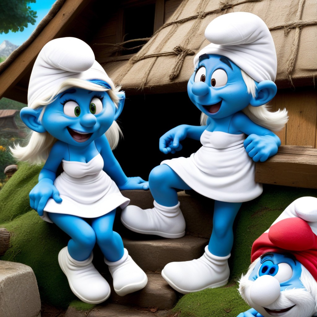 Anime Art Style, 18+, Smurfs Gossiping AI Porn