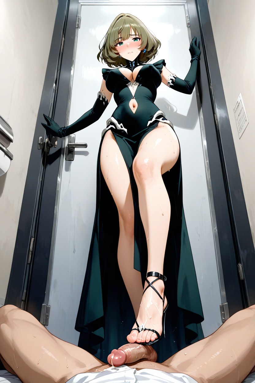 Dripping Sweat, High Stiletto Heel, Low Angle Hentai AI Porn