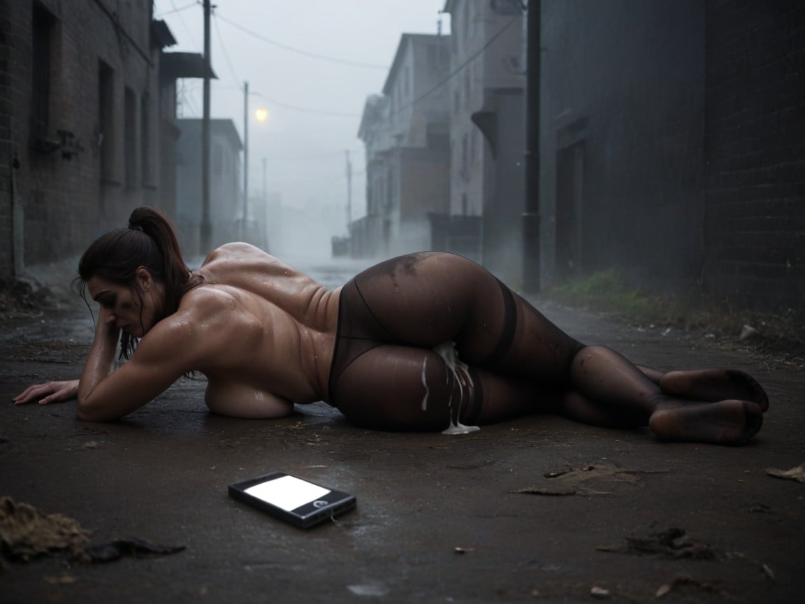 Brunette, Medium Ass, One Leg Bent And The Other Stretched Out AI Porn