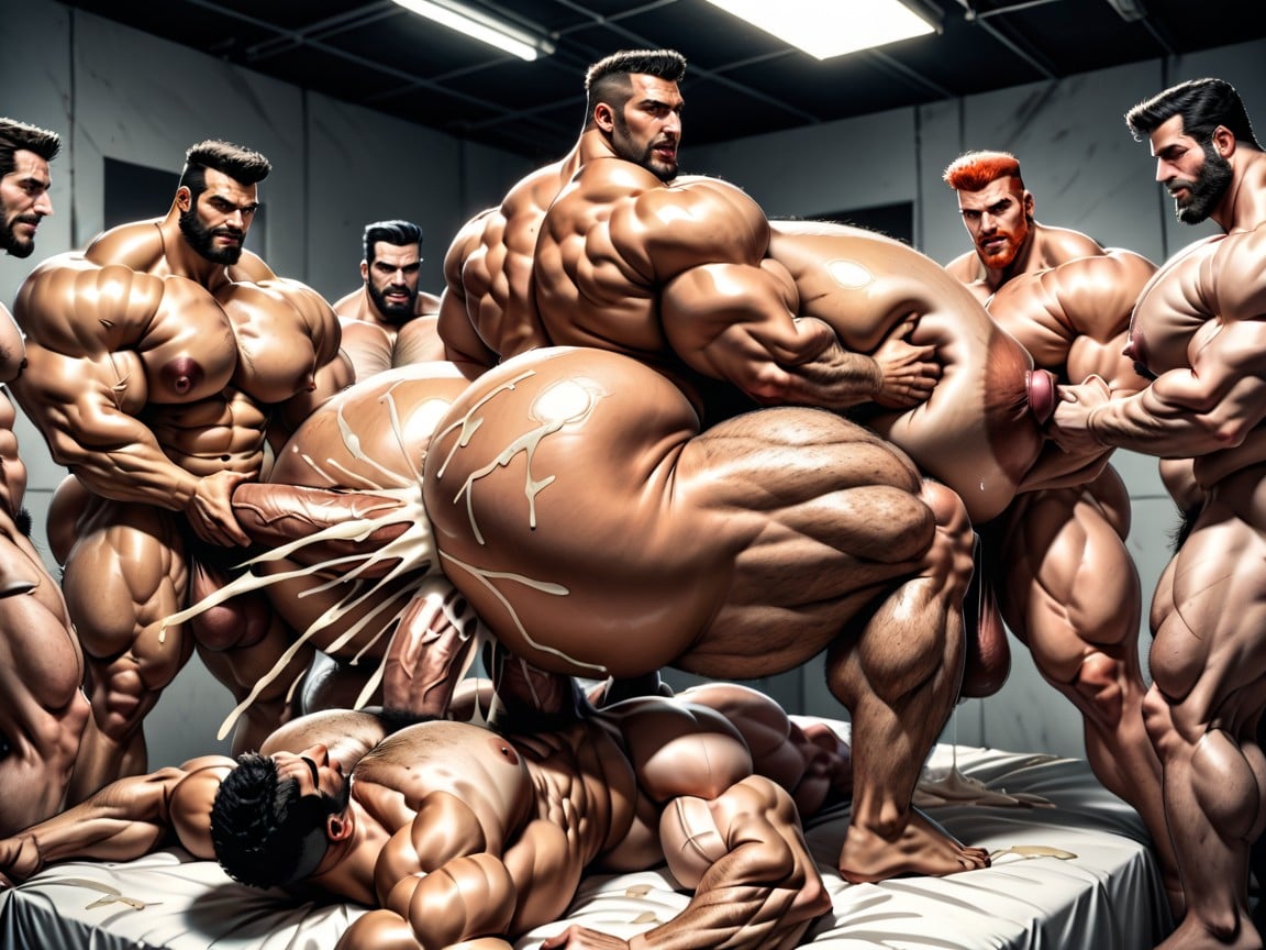 Sweaty, Rough Chiseled Tough Looking Transmen, Thick Bearded AI Gay Porn