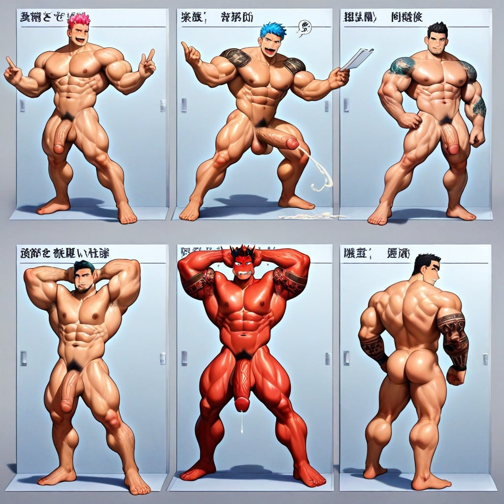 Shaved Smooth, Oversized Muscles, Arm Tattoo Sleeve Left AI Gay Porn