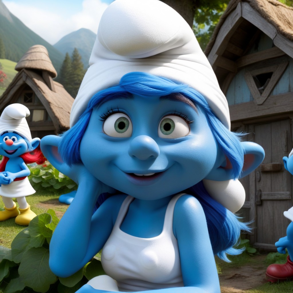 Anime Art Style, Smurf Village, Cartoon Art Style AI Porn