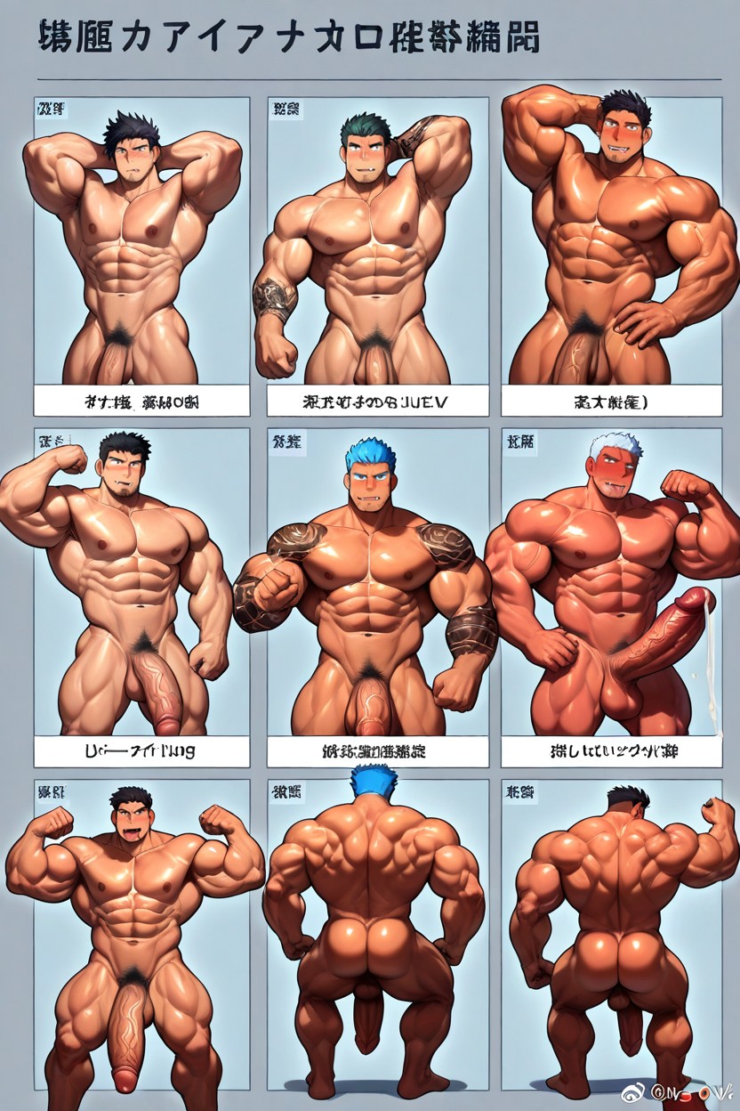 Shows A Line Up Of Physical Men Between, Oni, Open Mouth Pornografia gay com IA