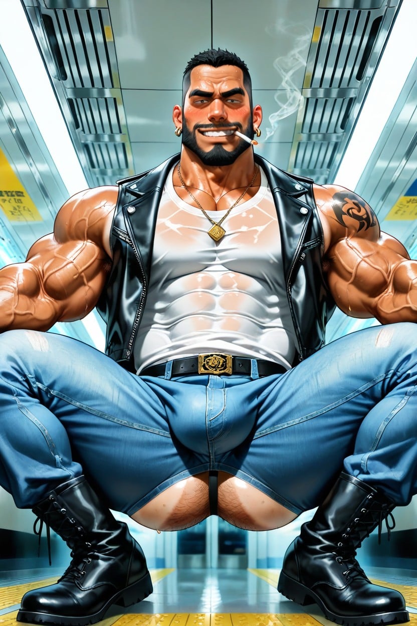 Sleeveless T-shirt, Completely Shaved Body, Big Gold Necklace Porno gay IA