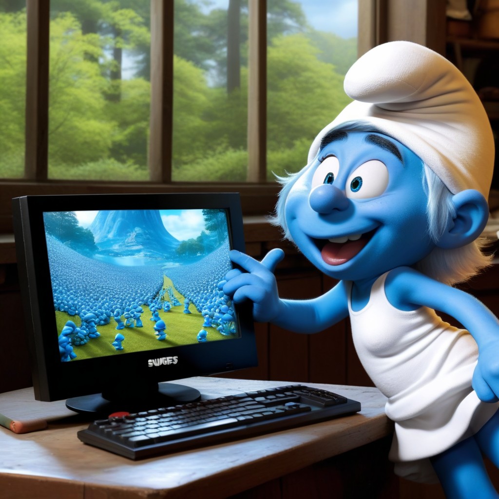 Award-winning Image, Screenshot From The Smurfs Anime, Animated Art Style AI Porn