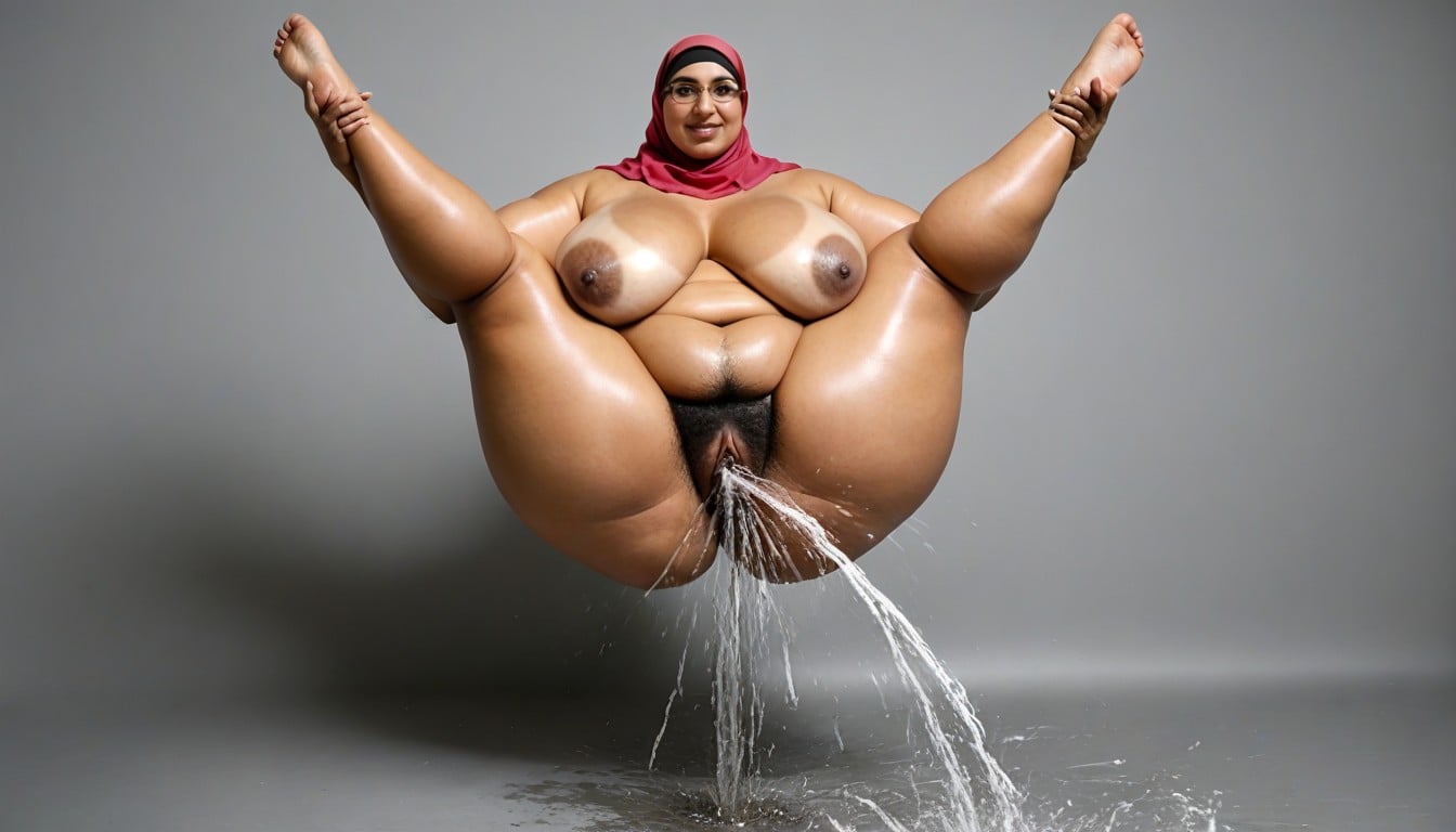 Gold Glasses, Arab Wearing Hijab, Huge Areolae AI Porn