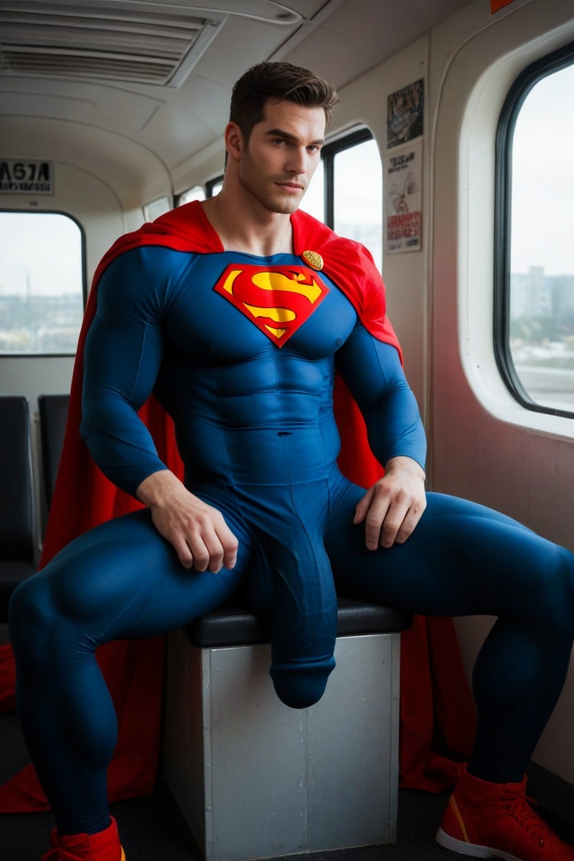 Spandex Wet Look Superman Suit, Cosplay, No Nudity AI Gay Porn
