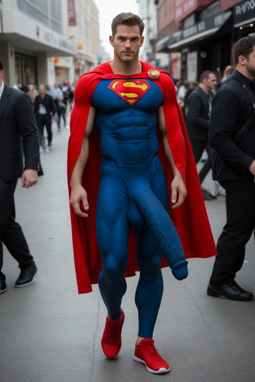 苗條, Superman's Tights With Huge Hyper Bulge Hanging To His Ankles, 难以置信的超长阴茎 AI同性戀黃片