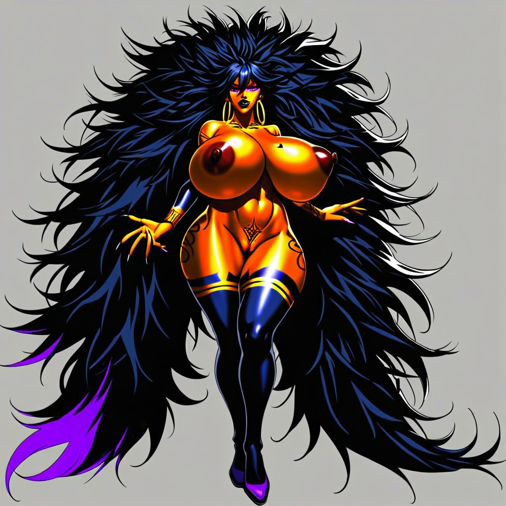Large Ass, Fluffy Hair, Purple Eyeshadow Porno IA