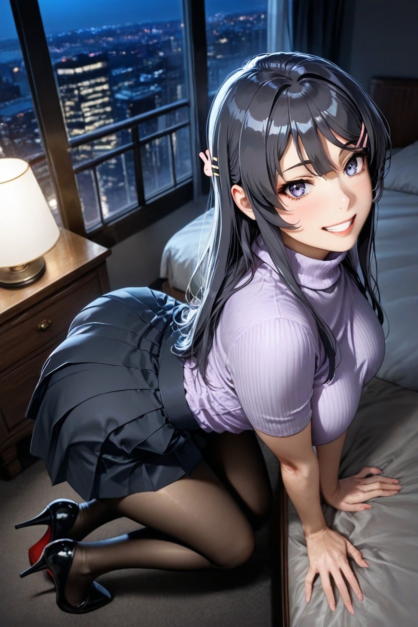 Side View, Very High Heels, Black Tights Hentai AI Porn