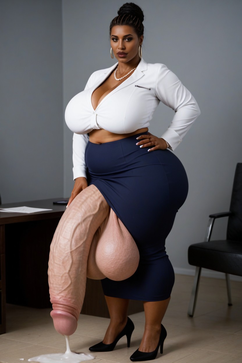 African, Principal Office, Side View Shemale AI Porn