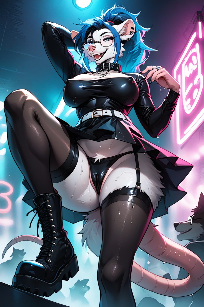 Female Opossum, Boots, Neon Lights Furry AI Porn