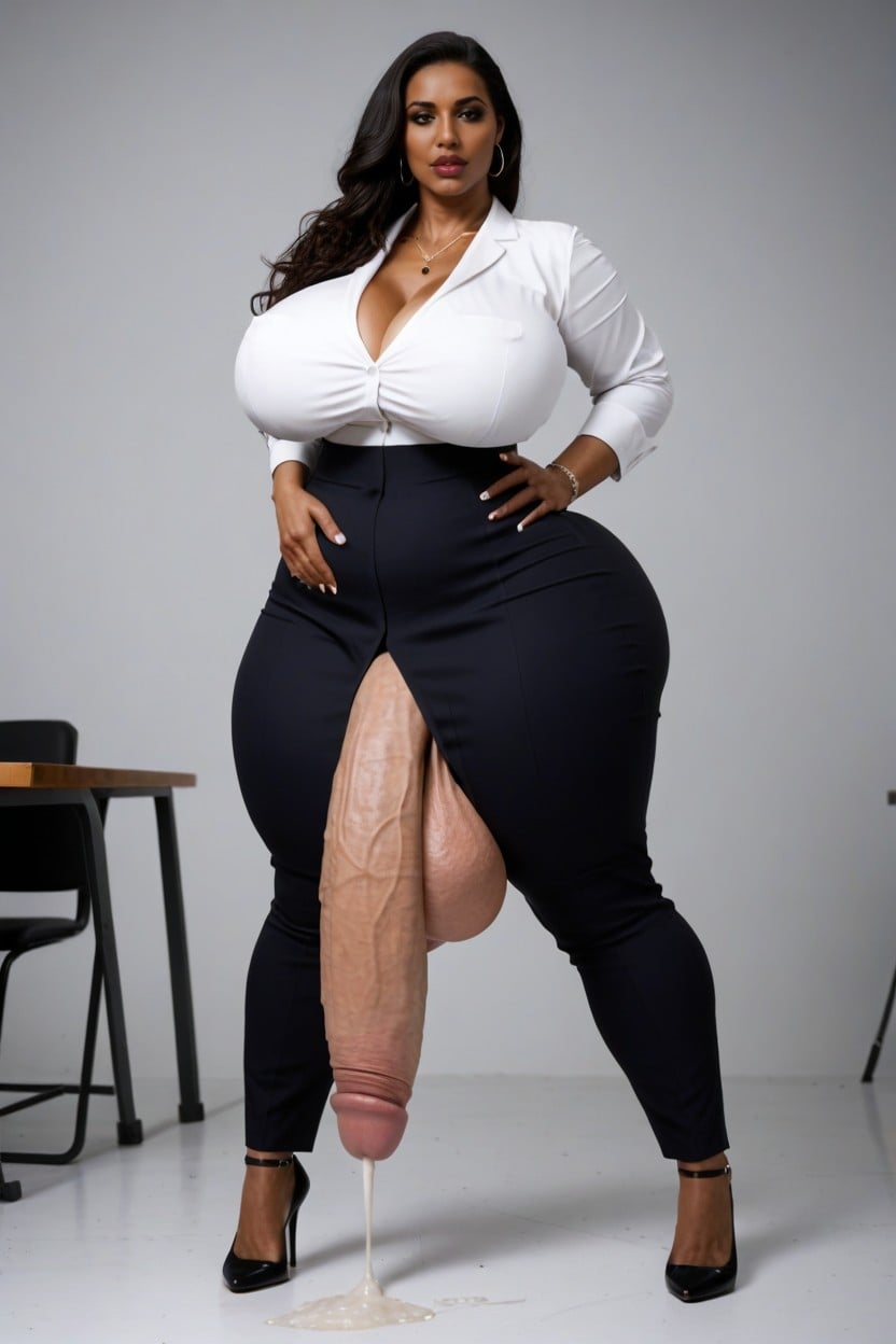 Gigantic Balls, Hyper Cock, Form Fitting Clothes Shemale AI Porn