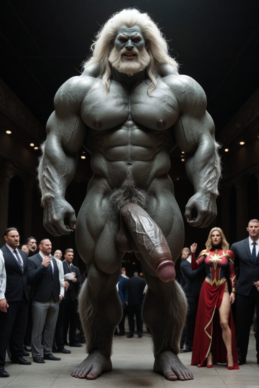Monster's Crotch Is Higher Than The Woman's Head, Two People, 18+ AI Porn