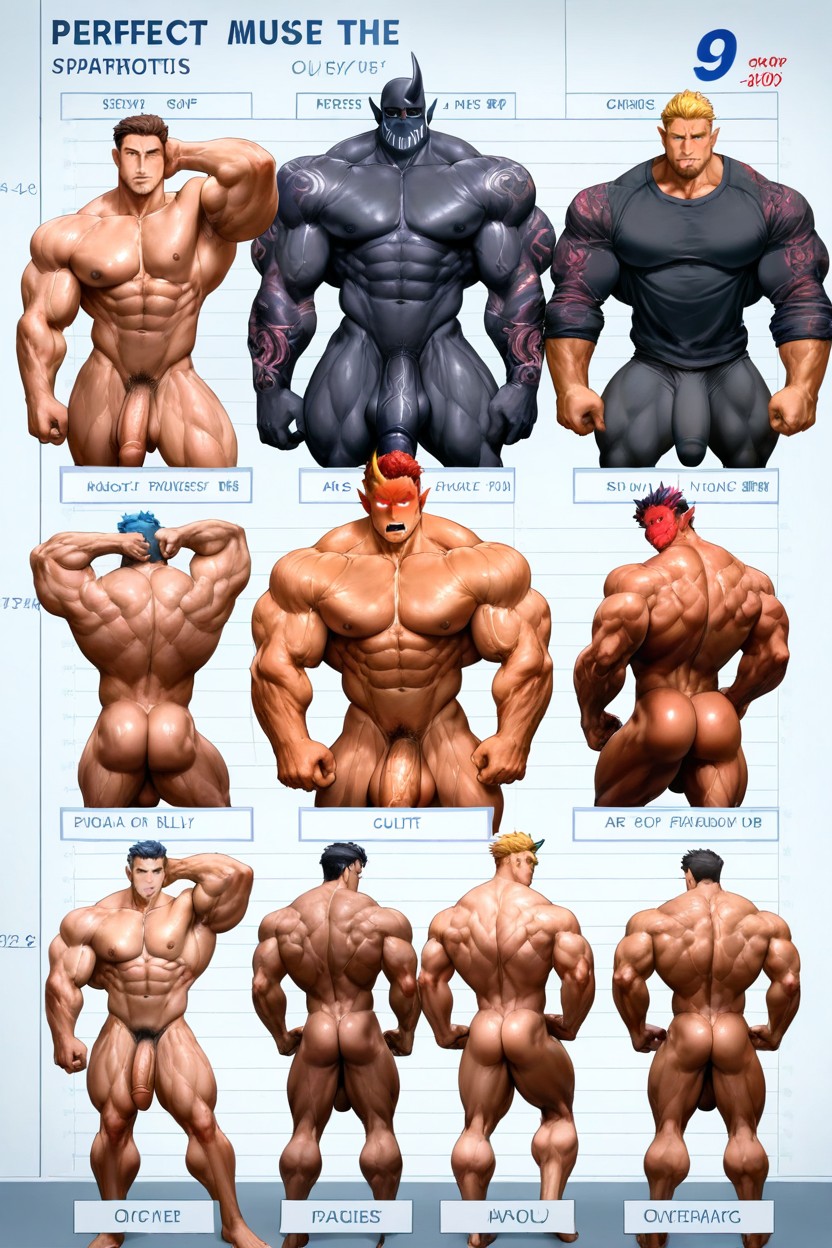 Muscular Physique, Soft Lighting, Bodybuilder Physique ゲイAIポルノ
