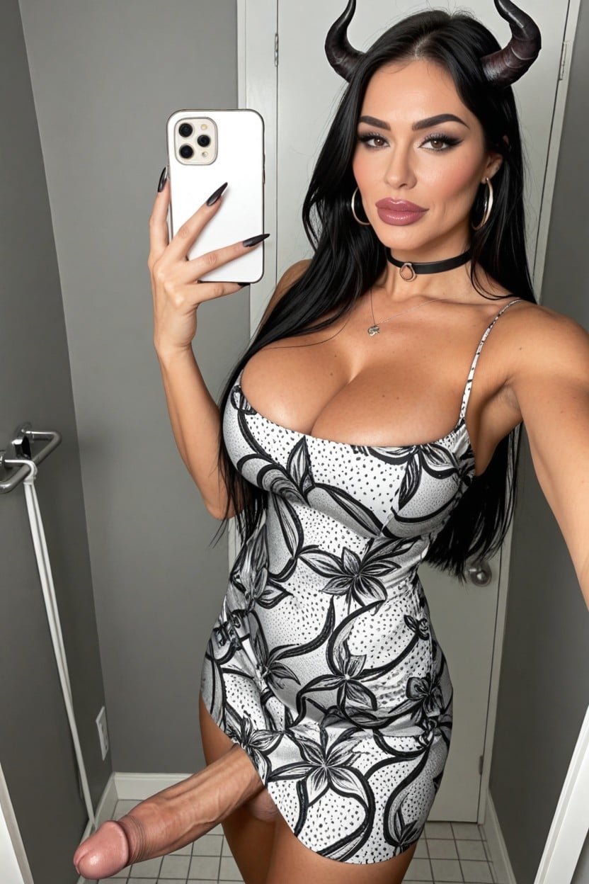 Lip Gloss, Model Look, Designer Tight Dress Shemale AI Porn