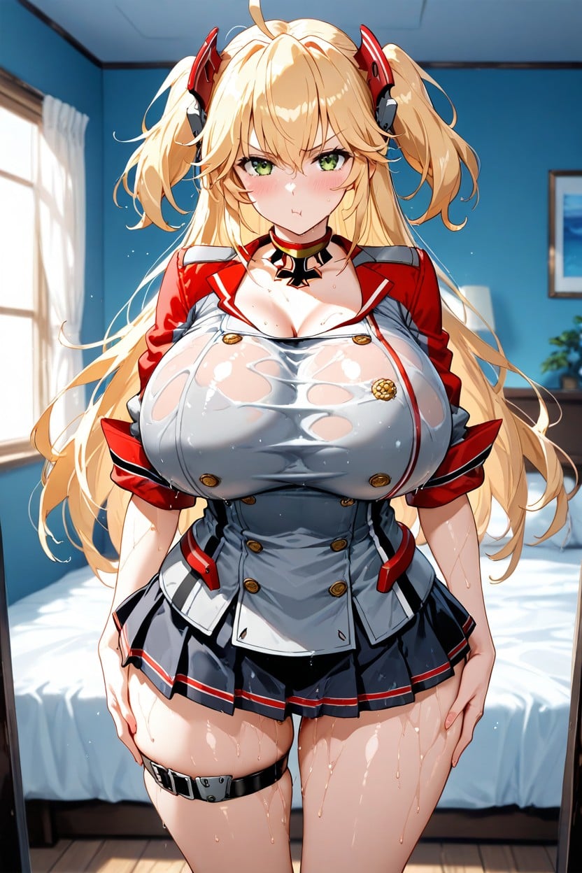 Thigh Belt, Looking At Viewer, Wet Thighs Hentai AI Porn