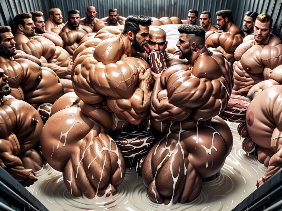 Prison, Shaved Heads, Thick Bearded AI Gay Porn