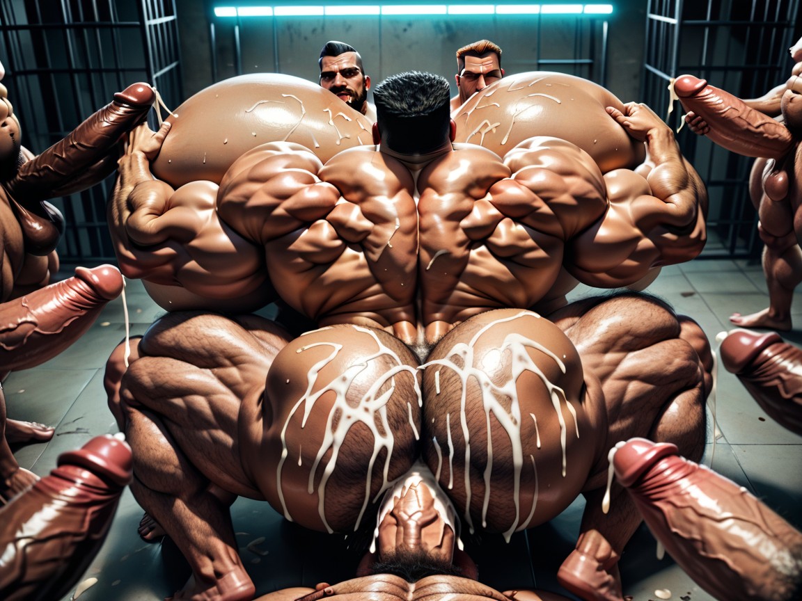 Standing, Hyper Boobs, Many Huge Hyper Thick Cocks Everywhere AI Gay Porn