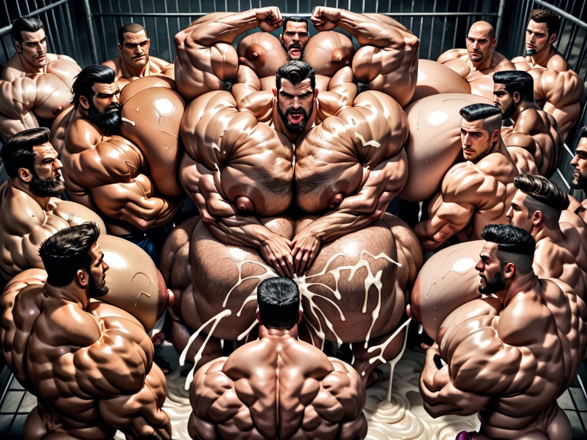Hyper Bulky, Thick Bearded, Huge Hyper Nipples AI Gay Porn