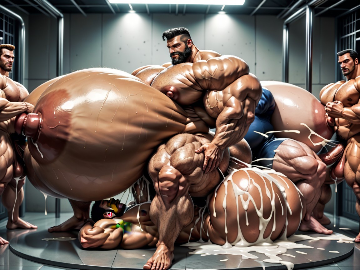 Sweaty, Many Impossibly Huge Hyper Long Cocks, Naked AI Gay Porn