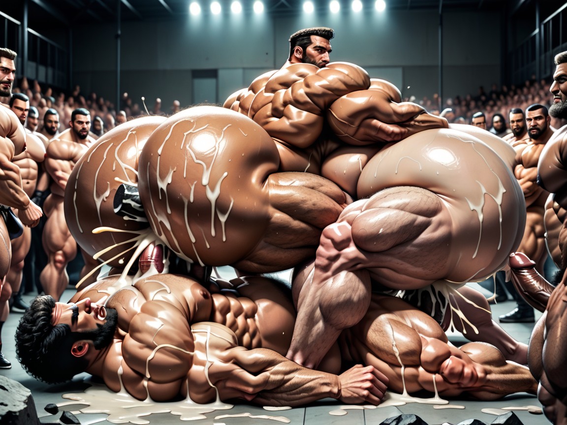 Gang Bang, Mouth Agape, Triple Penetration AI Gay Porn
