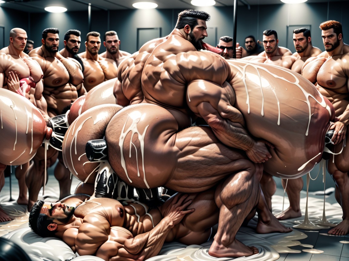 Full Body, Cum Everywhere On Bodies, Hyper Boobed Transmen Massive Orgy AI Gay Porn