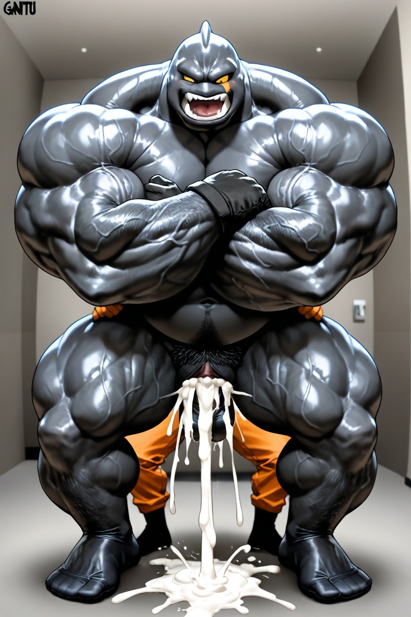 Full Body View, Moaning, Male Worker In Front Of The Gantu AI Gay Porn
