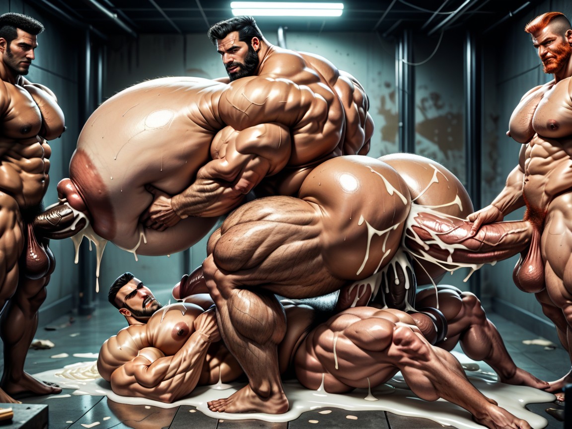 Black Hair, Extremely Large Ass, Hairy Thick Hyper Muscled Body AI Gay Porn