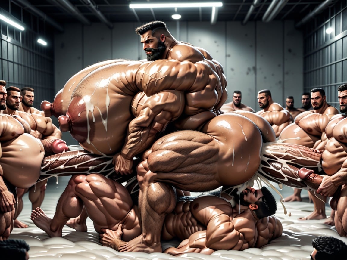 Double Penetration, Extremely Large Ass, Oiled Skin AI Gay Porn
