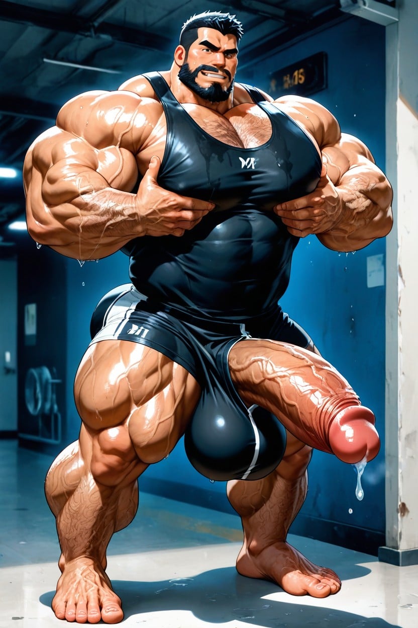 Penis Bigger Than Body, Big Hyper Massive Muscular Legs, Wrestler AI Gay Porn